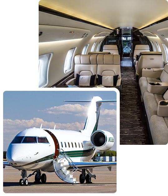 interior and exterior of super midsize jet