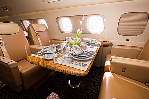 dining on a private jet